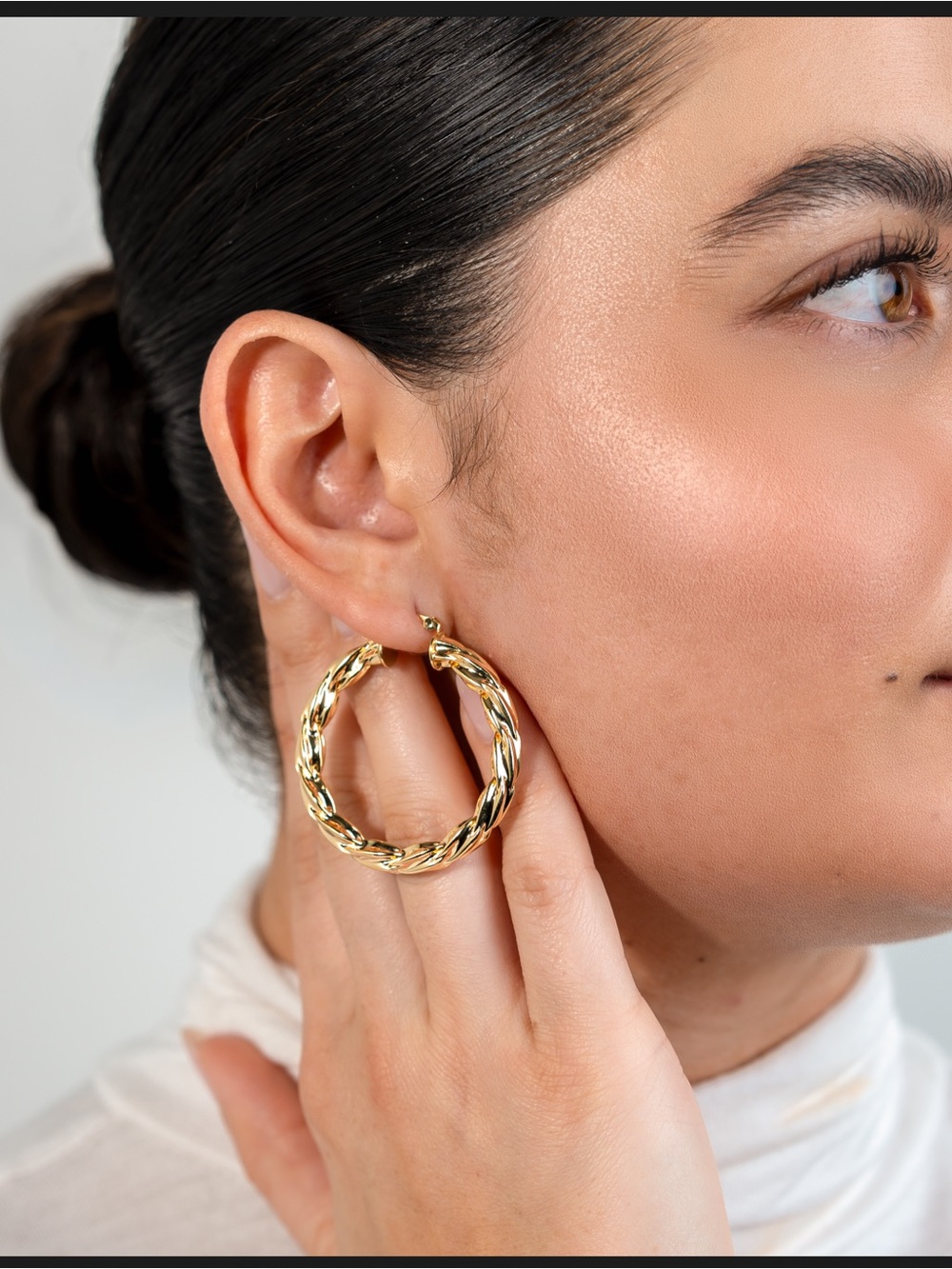 Gold Plated Twisted Hoop Earrings - Women's Jewelry